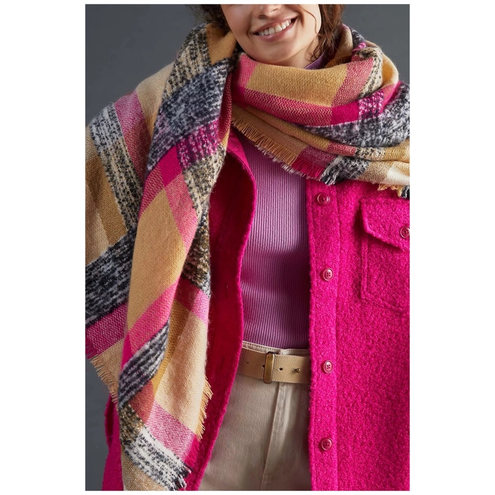 NWTs Anthro “Plaid Blanket Scarf” by Pilcro - Picture 5 of 9